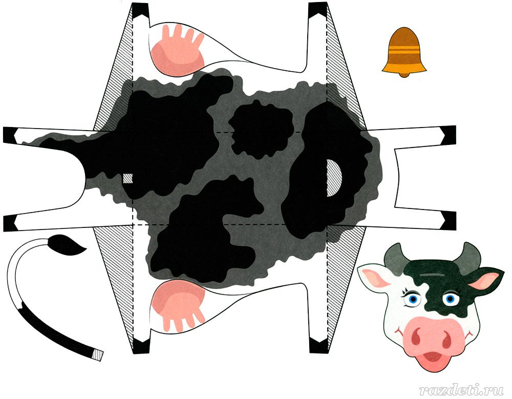 Игра собери корову. Корова поделка из бумаги. Корова из бумаги объемная. Макет коровы. Вырезать поделку.