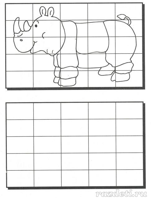 Рисование по образцу для детей 6-8 лет.Носорог