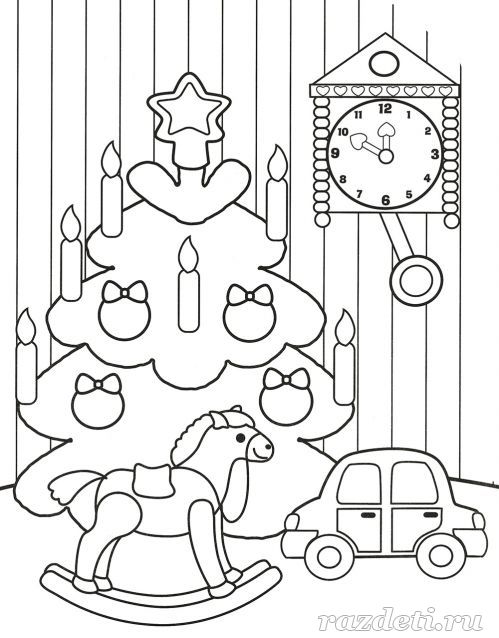 Новогодняя раскраска для дошкольников 3-4 лет