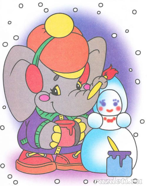 Слоненок и снеговик